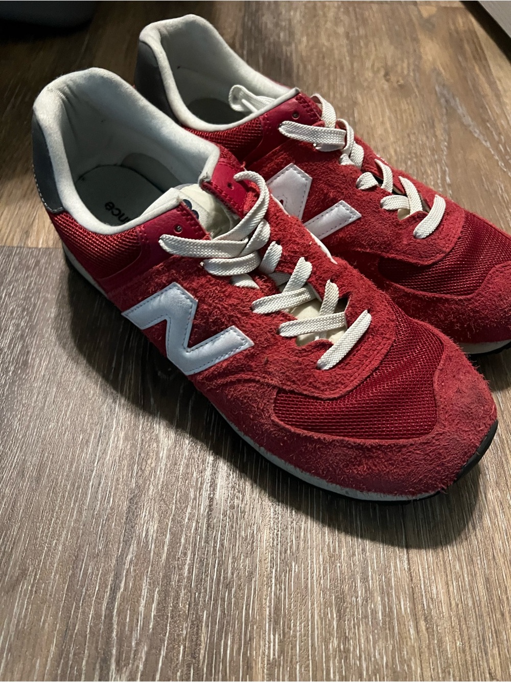 New Balance Men’s Burgundy and White Sneakers